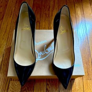 Christian Louboutin Pigalle 85mm Black Patent Leather Pumps Size 39.5